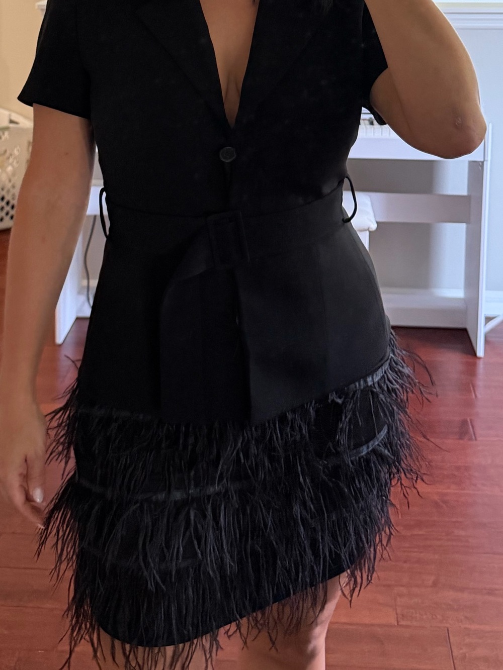 Lucy Paris Black Feather-Trim Mini skirt